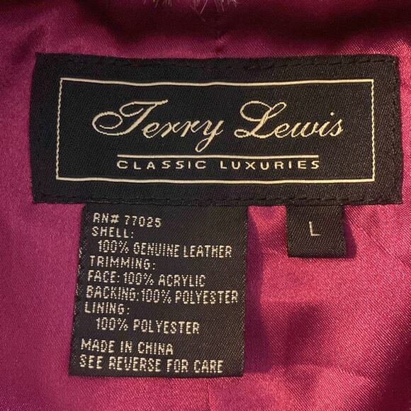 Vintage Terry Lewis Fuchsia Suede Leather Jacket with Faux Fur Collar Size Large - Picture 4 of 9
